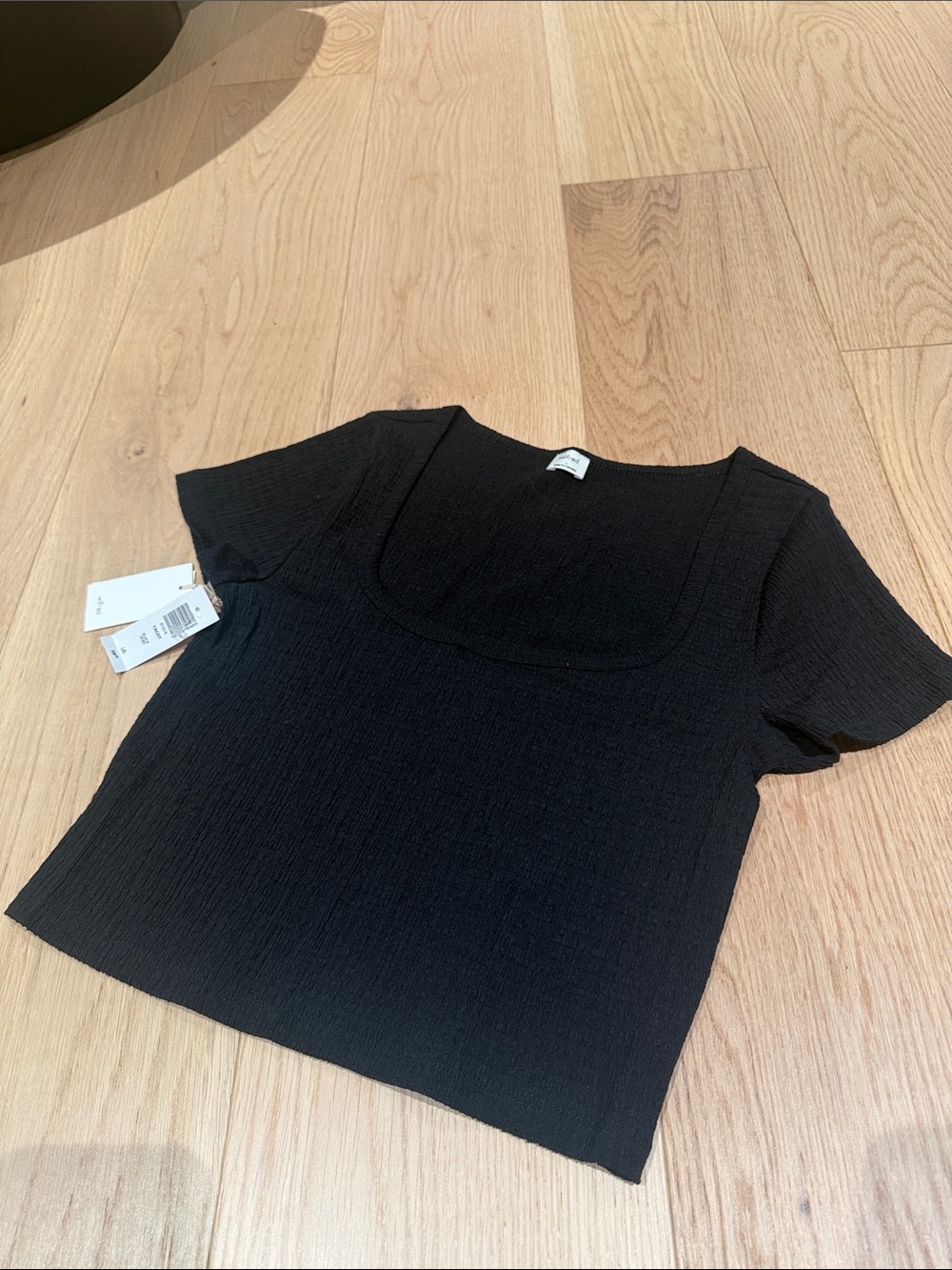 Wilfred Black Square Neck Short Sleeve “Yacht” Top